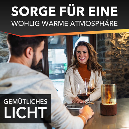 einzigartiger Tischkamin in edler Holzoptik von Flammenfuchs